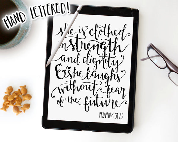 She Is Clothed In Strength and Dignity Proverbs 31 SVG & Printable