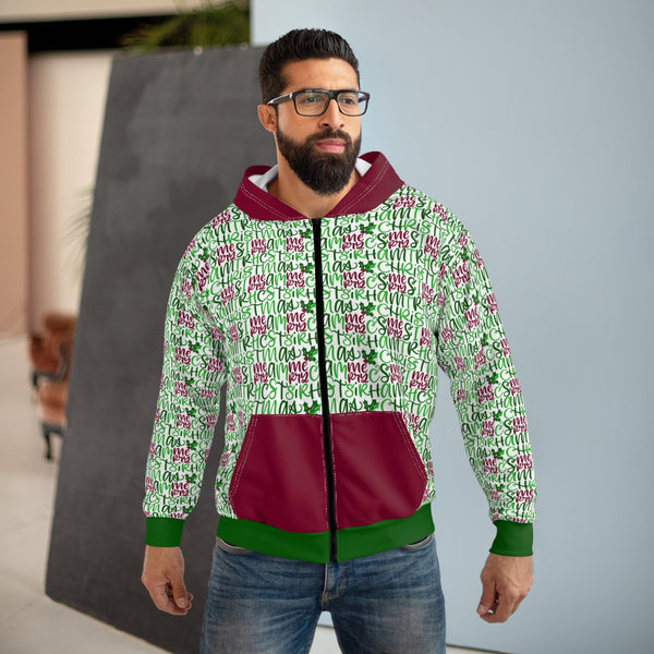 Merry Christmas Hand Lettered Zip Hoodie