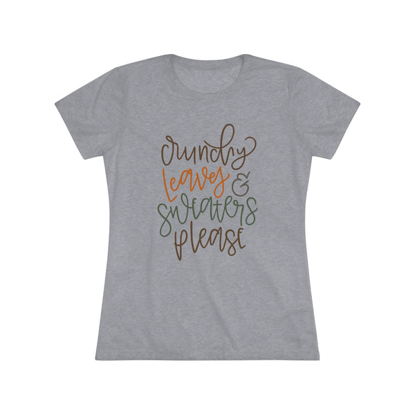 Cozy Fall Women's Tee, Crunchy Leaves & Sweaters Please Shirt, Autumn T-Shirt, Pumpkin Spice Top, Gift for Fall Lovers