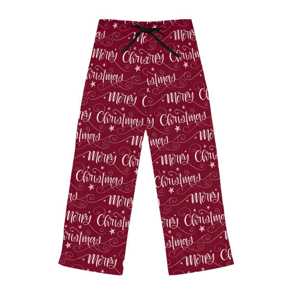 Merry Christmas Women's Burgundy Red Pajama Pants
