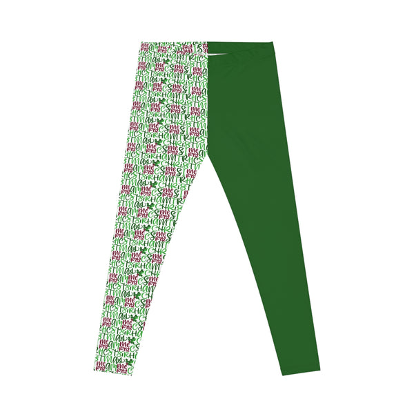 Green Merry Christmas Green Panel Hand Lettered  Leggings