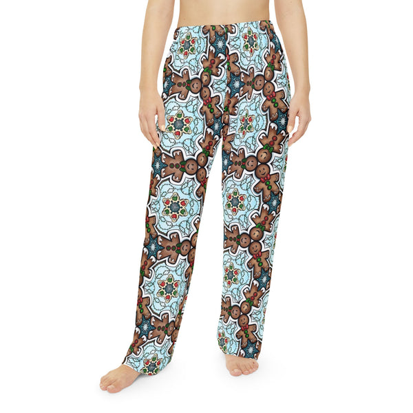 Gingerbread Man Holiday Pajama Pants - Women's Christmas Sleepwear, All-Over Print