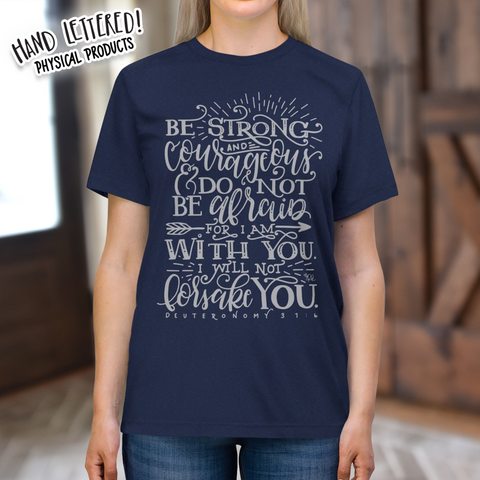 Inspirational Unisex Triblend Tee - Be Strong & Courageous Shirt, Motivational Gift, Casual Wear, Faith-Based Apparel, Uplifting Reminder