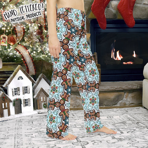 Gingerbread Man Holiday Pajama Pants - Women's Christmas Sleepwear, All-Over Print