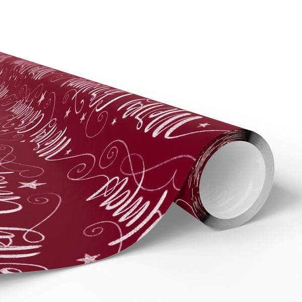 Burgundy "Merry Christmas" Holiday Gift Wrap