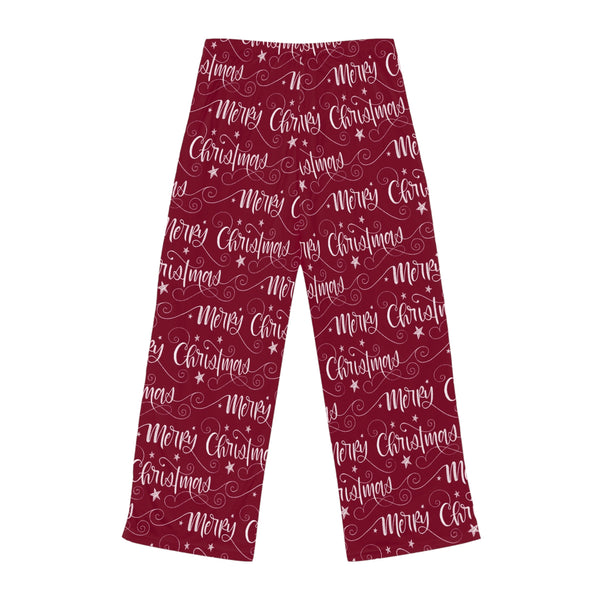 Merry Christmas Women's Burgundy Red Pajama Pants
