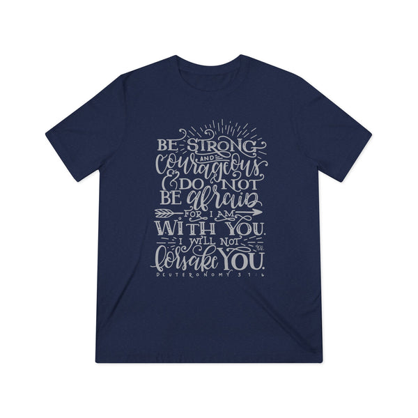 Inspirational Unisex Triblend Tee - Be Strong & Courageous Shirt, Motivational Gift, Casual Wear, Faith-Based Apparel, Uplifting Reminder