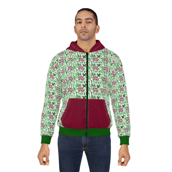 Merry Christmas Hand Lettered Zip Hoodie