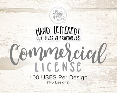 Commercial License for 1-5 Designs (Choose Qty), 100 Uses Each