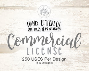 Commercial License for 1-5 Designs (Choose Qty), 250 Uses Each