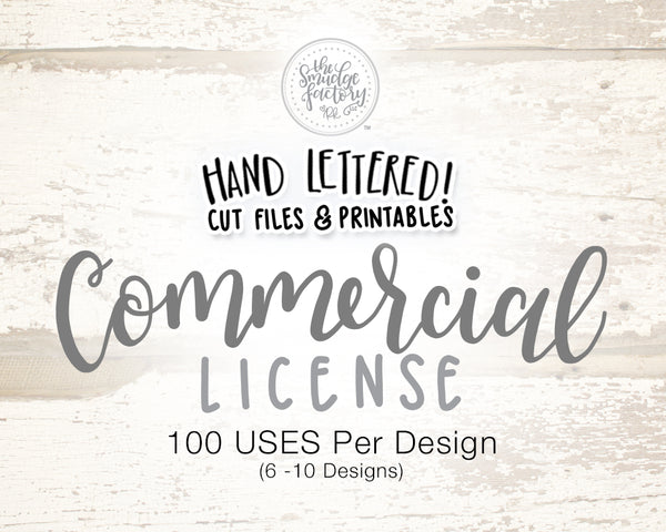 Commercial License for 6-10 Designs (Choose Qty), 100 uses