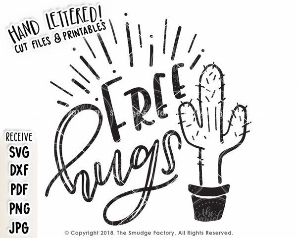 Free Hugs Cactus SVG & Printable