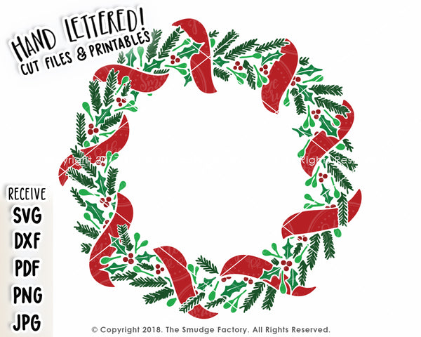 Christmas Wreath SVG & Printable