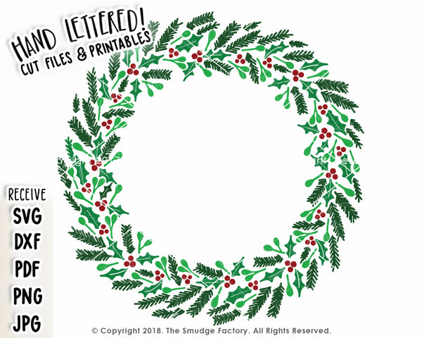 Christmas Wreath SVG & Printable