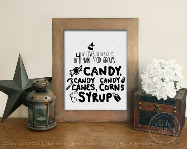 Elf 4 Main Food Groups, Candy Canes SVG & Printable