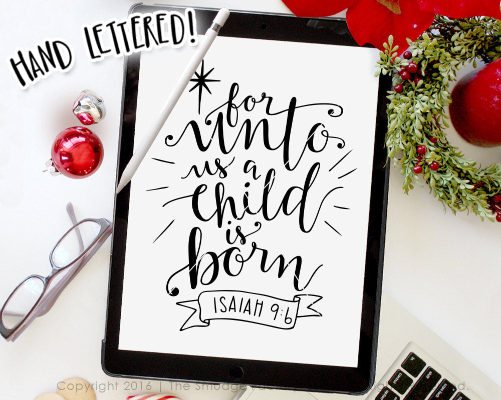 For Unto Us A Child Is Born SVG & Printable