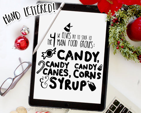 Elf 4 Main Food Groups, Candy Canes SVG & Printable