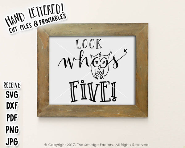 Look Whoo's Five SVG & Printable