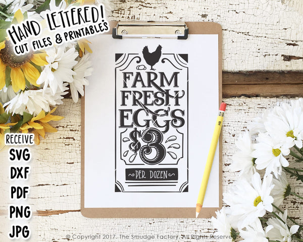 Farm Fresh Eggs $3 SVG & Printable