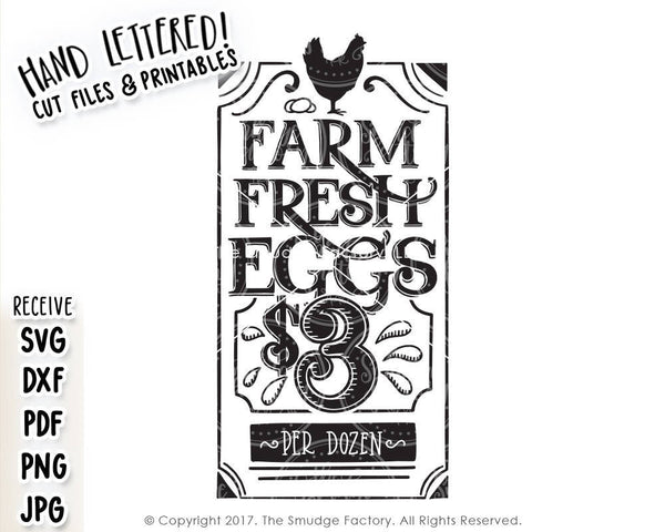 Farm Fresh Eggs $3 SVG & Printable