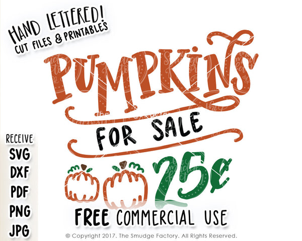 Pumpkins For Sale 25 Cents SVG & Printable