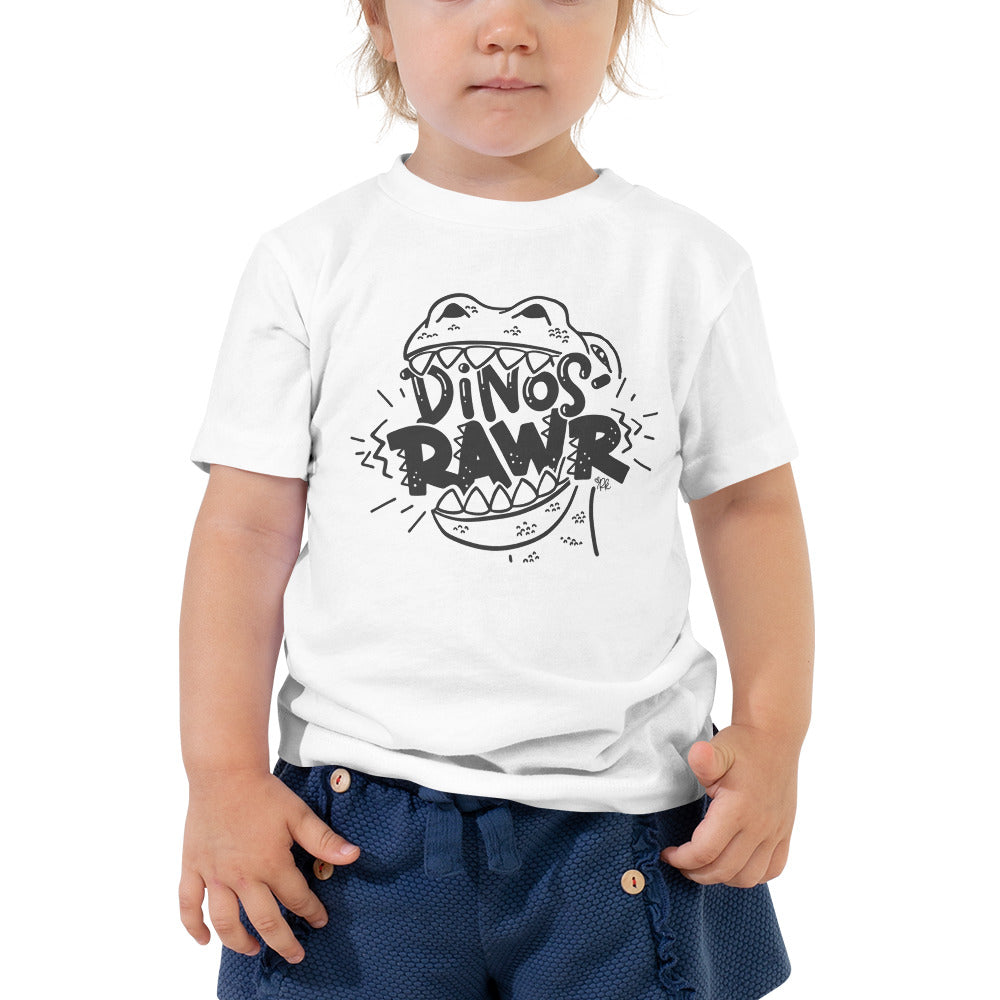 Dinos-Rawr Toddler & Kids' Tee, Charcoal Graphic