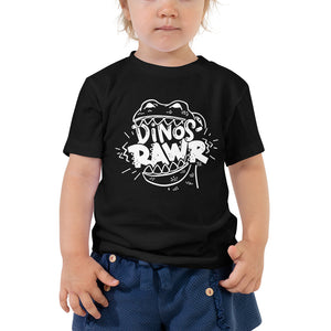 Dinos-Rawr Toddler & Kids' Tee, White Graphic