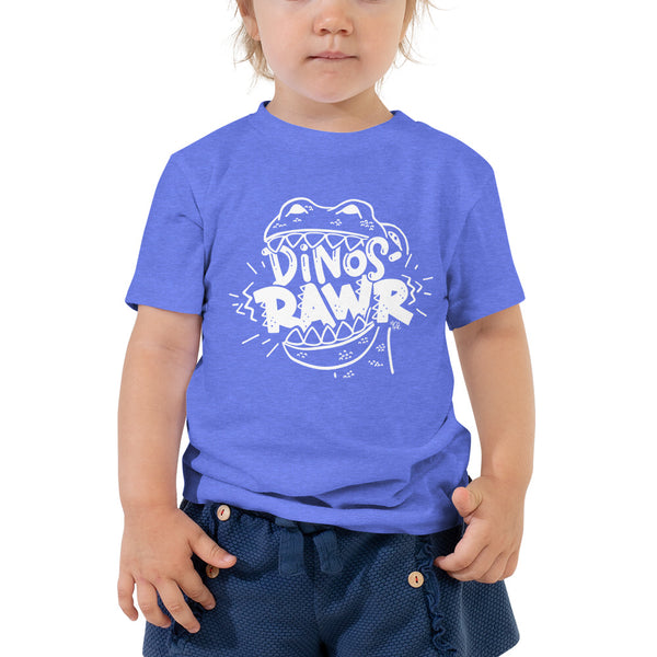 Dinos-Rawr Toddler & Kids' Tee, White Graphic