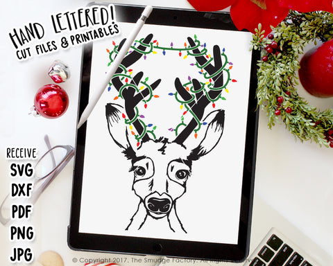Reindeer With Lights SVG & Printable