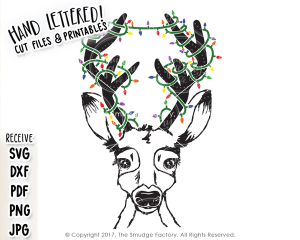Reindeer With Lights SVG & Printable